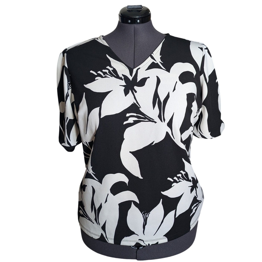 Corporate Goth Lily Print Puff Sleeve Blouse XL